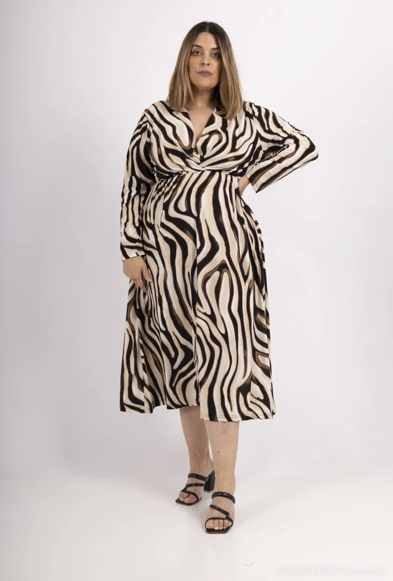 Bedrucktes Kleid mit V-Ausschnitt