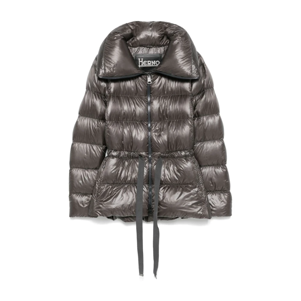 Graue Gesteppte Gepolsterte Jacke