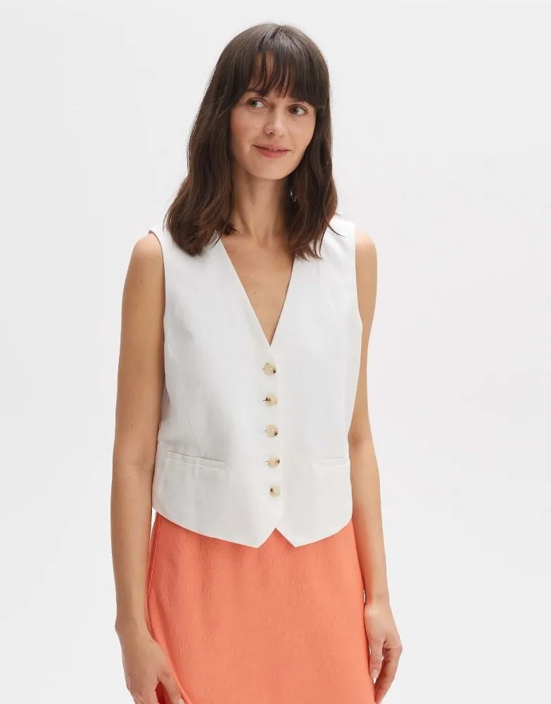 OPUS Weste WALIKA Slim Leinen Mix weiß S14 10271511308254
